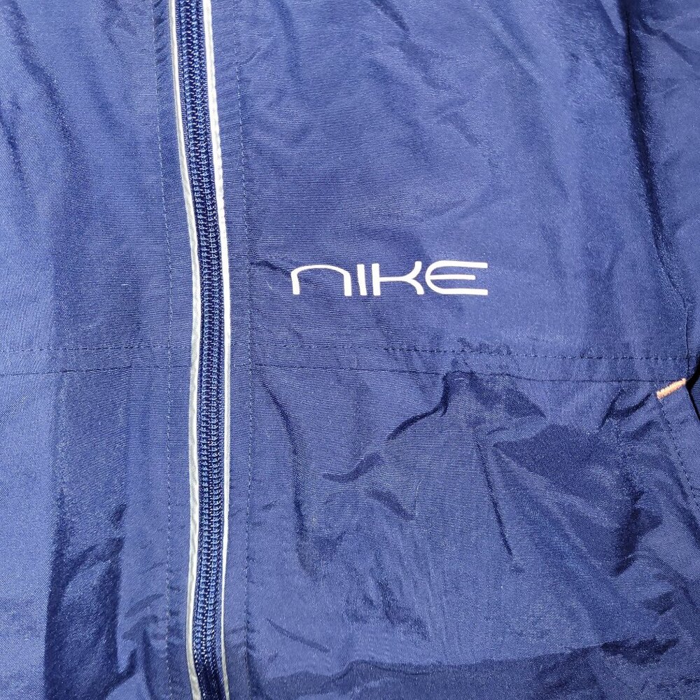 Nike Youth/Kids Medium Windbreaker Jacket Full Zip Front Collar Navy Silver - Picture 4 of 11